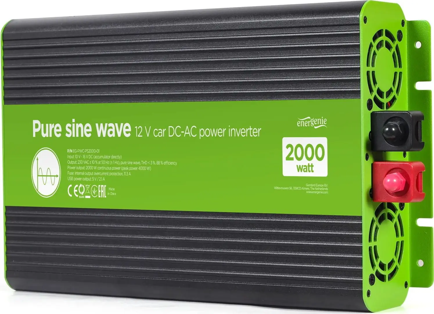 Invertor auto Energenie EG-PWC-PS2000-01 (Green/Black)