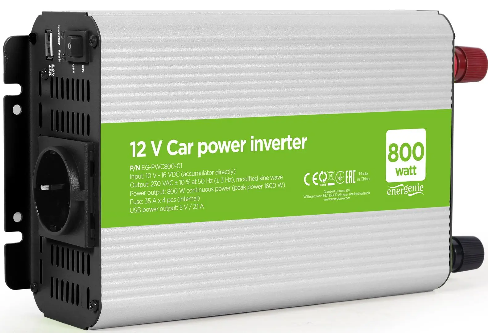 Invertor auto Energenie EG-PWC800-01 (Green/Grey)