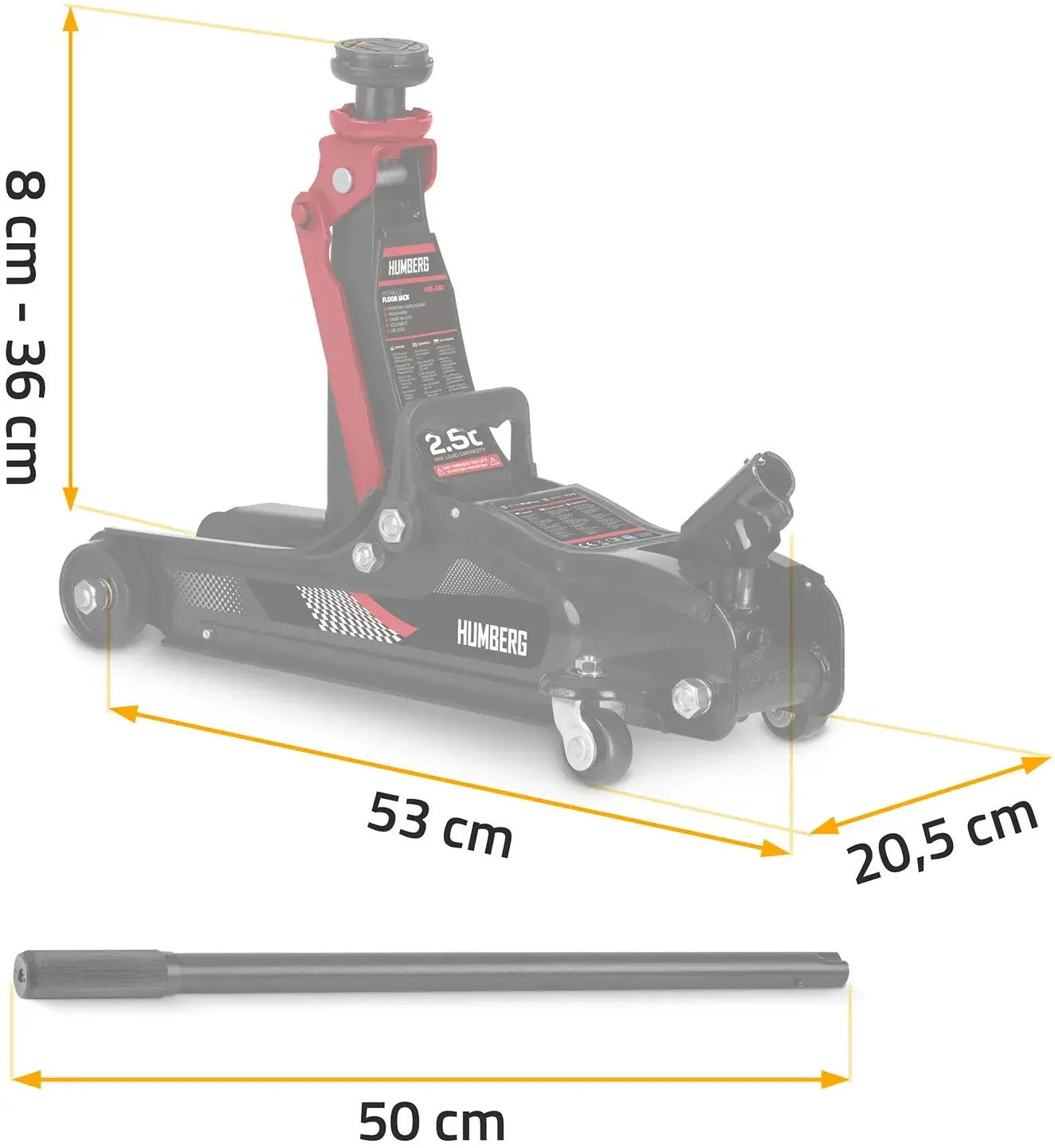 Cric hidraulic Humberg HM-380 538000 (Red/Black) - 2