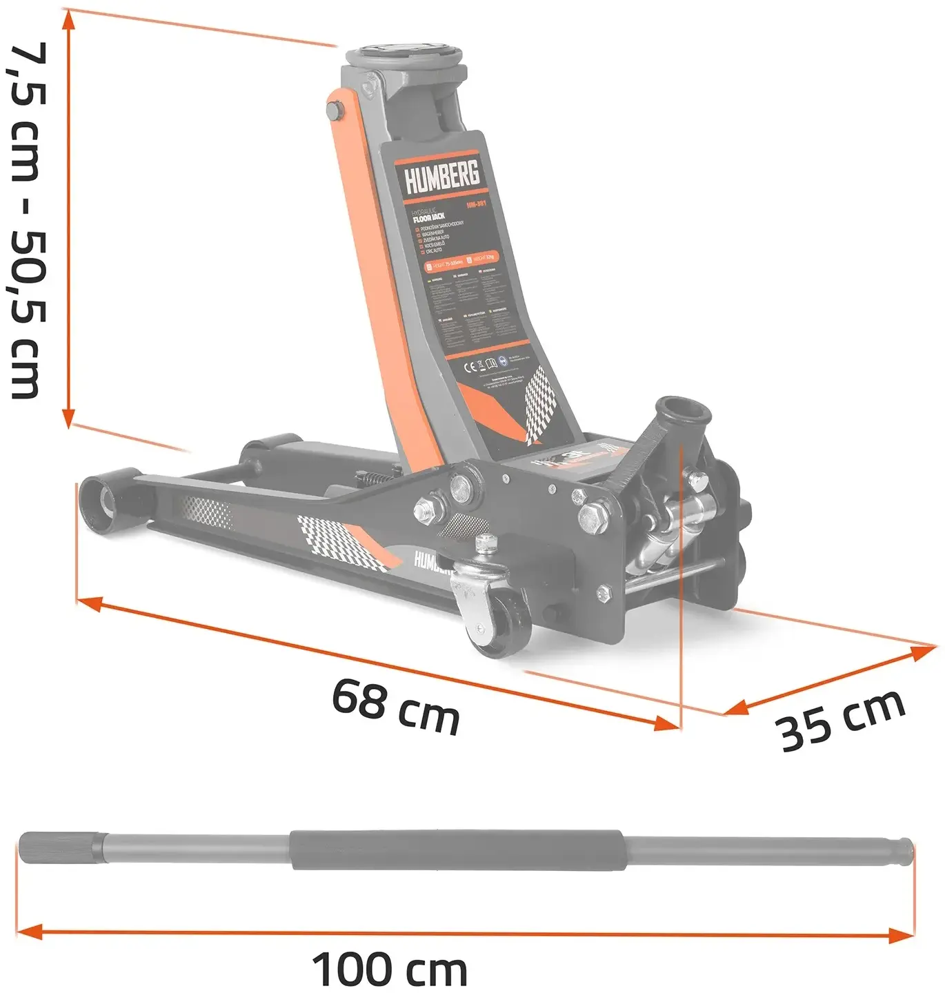 Cric hidraulic Humberg HM-381 538100 (Black/Orange) - 3