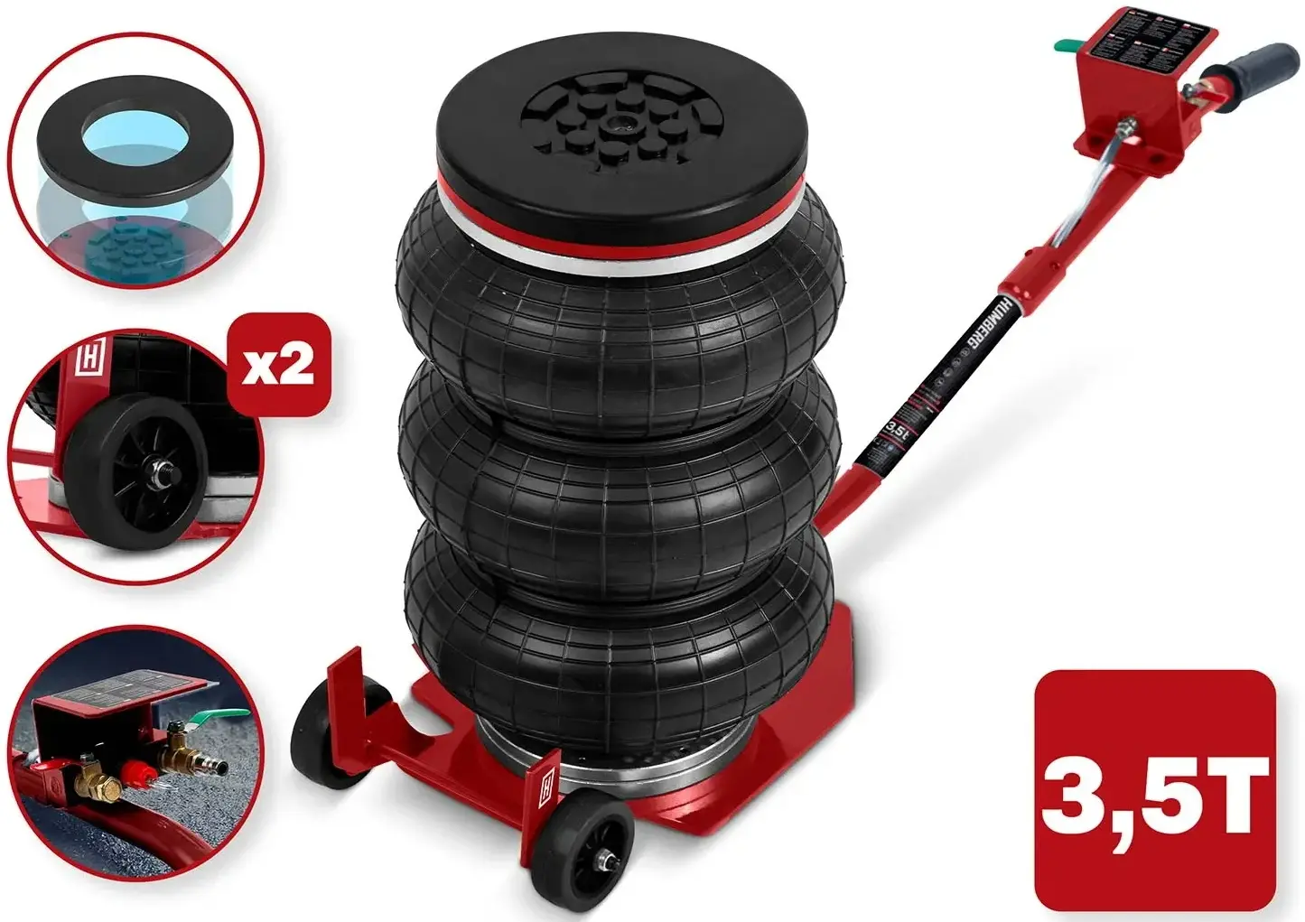 Cric pneumatic Humberg HM-382 538201 (Red/Black) - 12