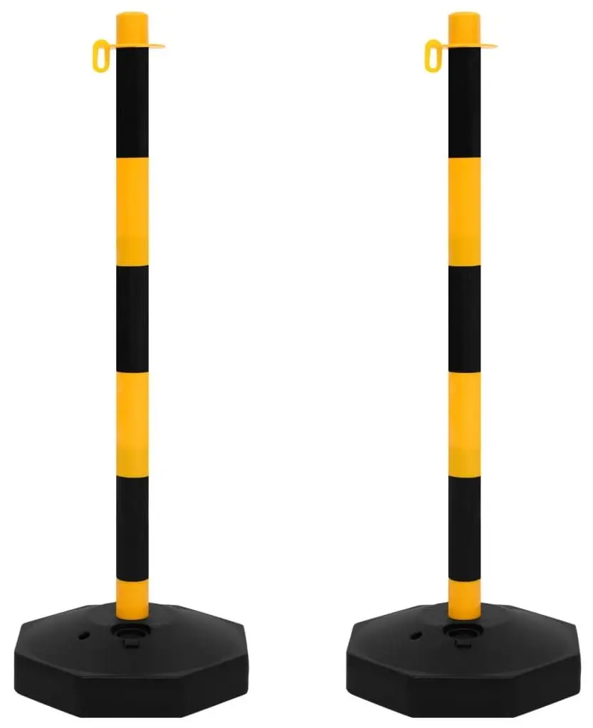 Set stalpi pentru trafic cu lant VidaXL 150956 (Yellow/Black)