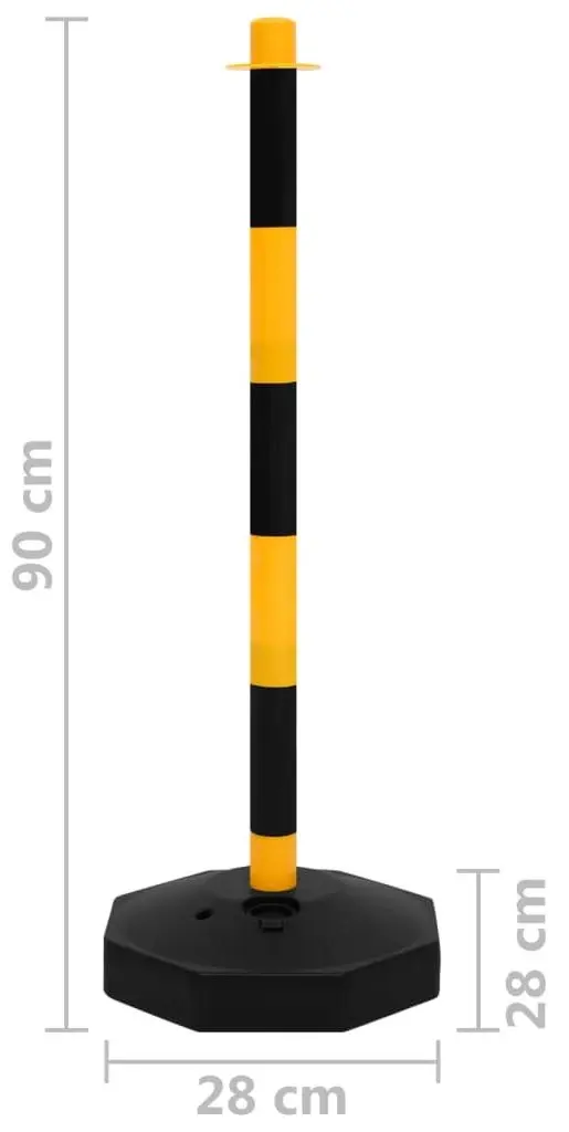 Set stalpi pentru trafic cu lant VidaXL 150956 (Yellow/Black)