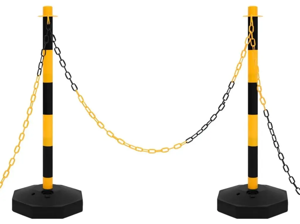 Set stalpi pentru trafic cu lant VidaXL 150956 (Yellow/Black)
