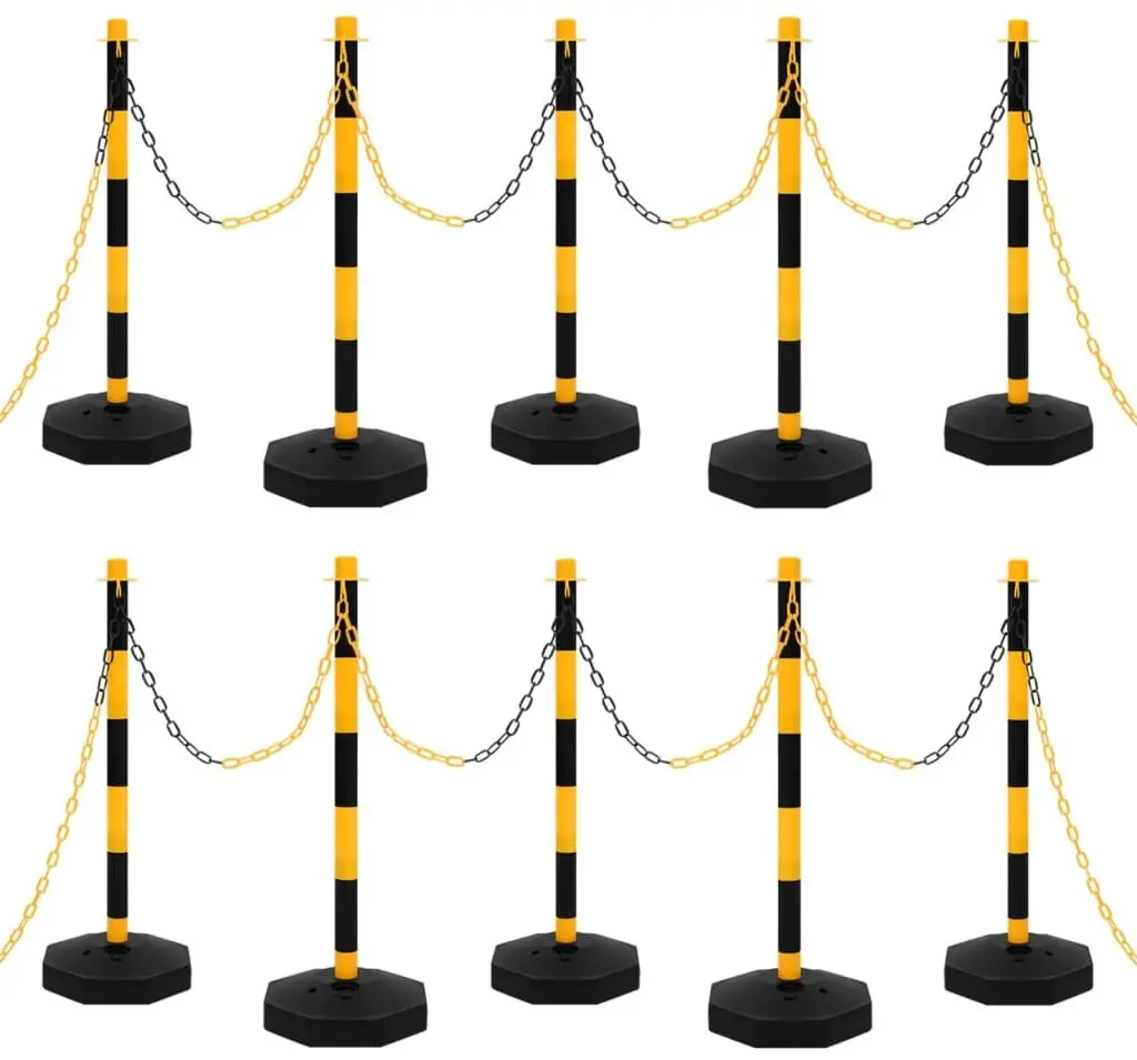 Набор дорожных столбиков с цепью VidaXL 150958 (Yellow/Black)