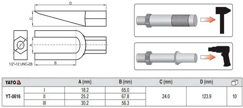Set extractoare de tirant Yato YT-0616