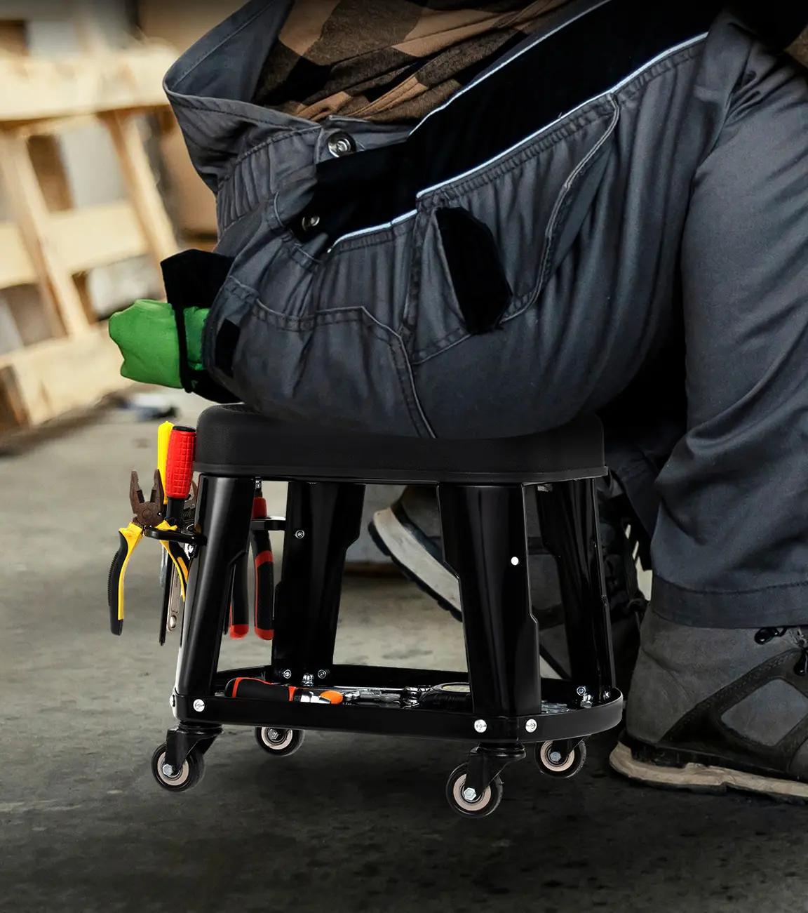 Taburet pentru service auto Costway AU10041BK (Black)