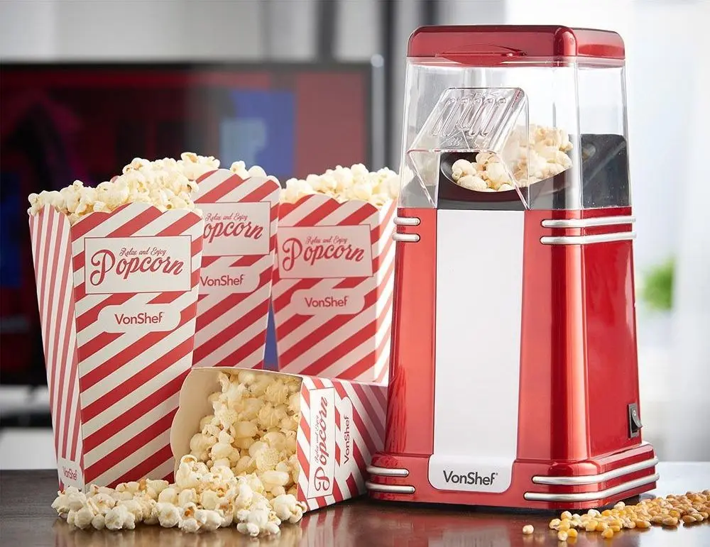 Aparat de popcorn VonShef 2013261 (Red/White)