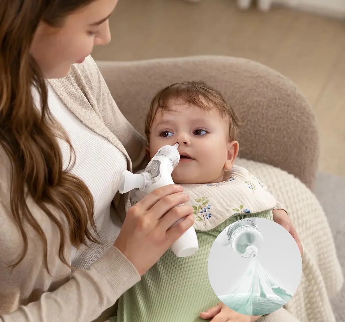 Aspirator electronic 2in1 Momcozy BreezyClear (White/Green) - 4