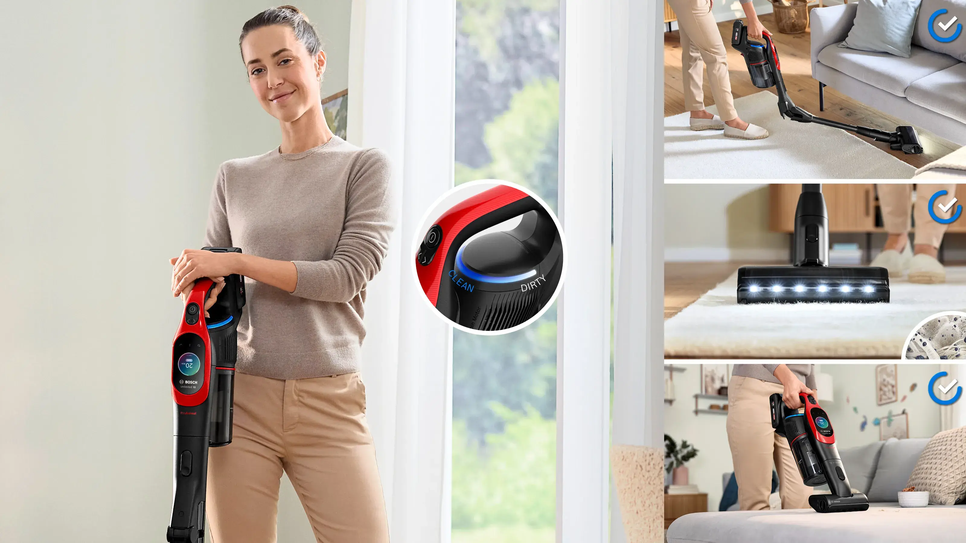 Вертикальный пылесос Bosch Unlimited 10 ProAnimal BCS1041PET (Black/Red)