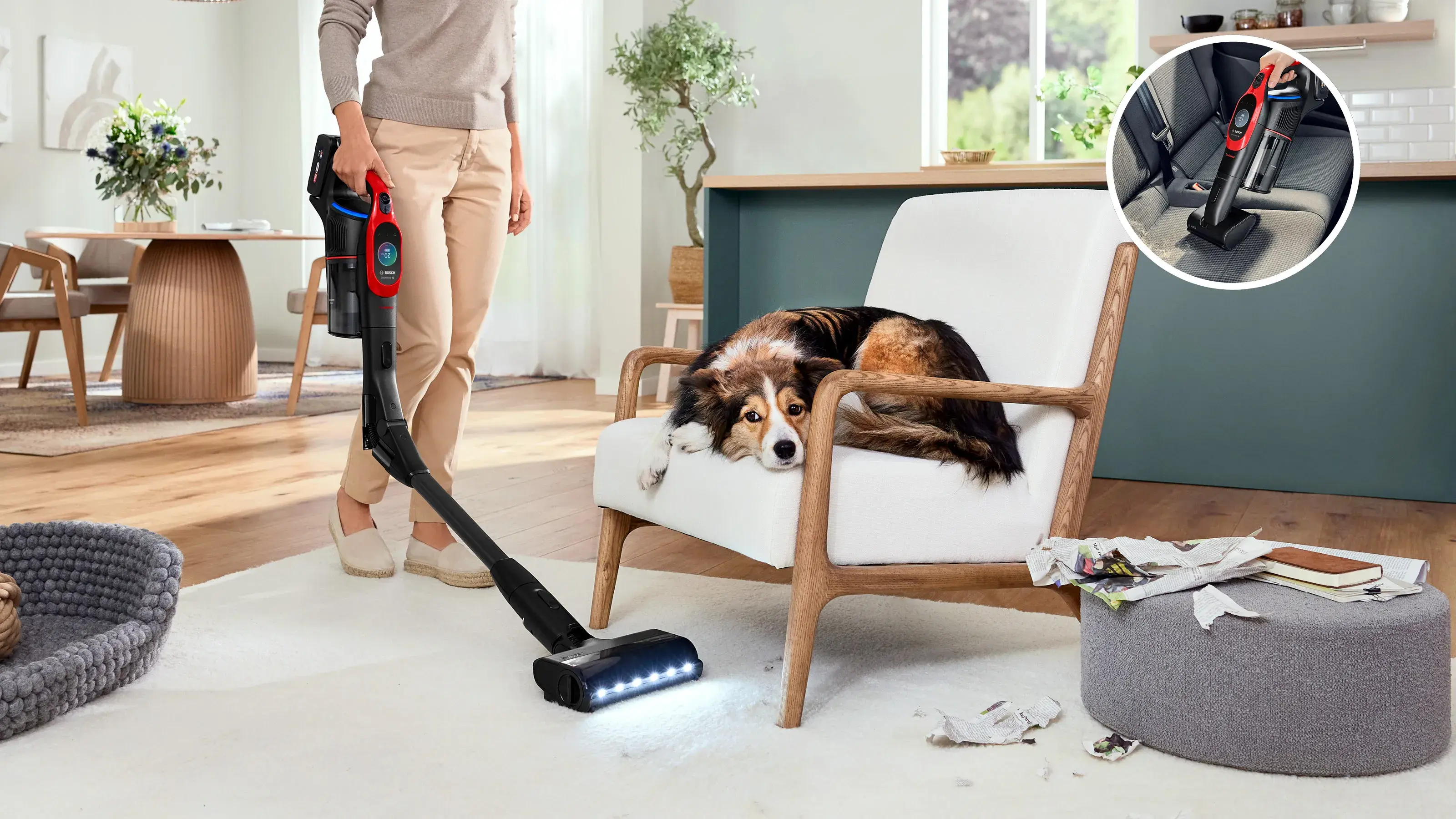 Вертикальный пылесос Bosch Unlimited 10 ProAnimal BCS1041PET (Black/Red)