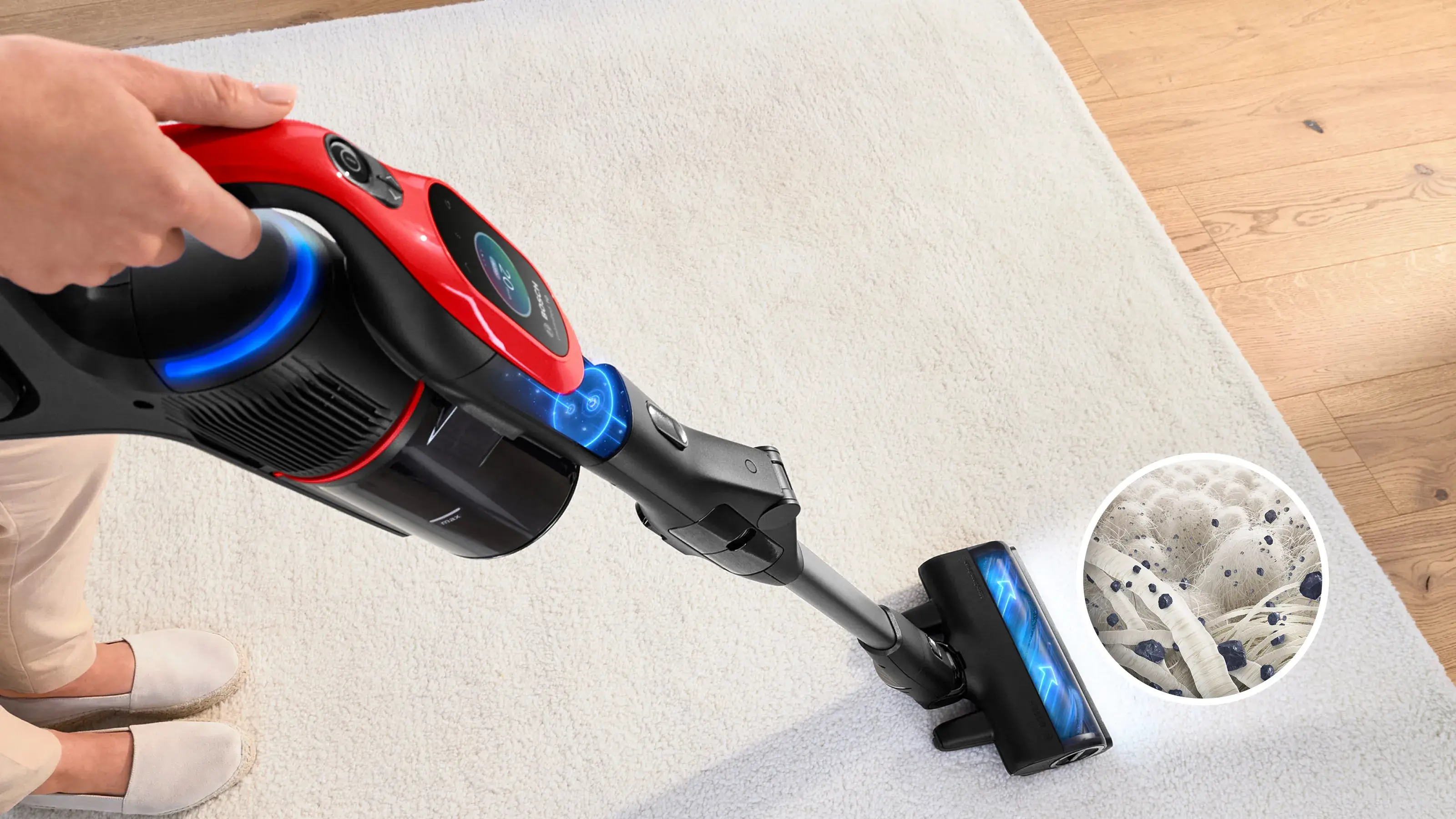 Вертикальный пылесос Bosch Unlimited 10 ProAnimal BCS1041PET (Black/Red)