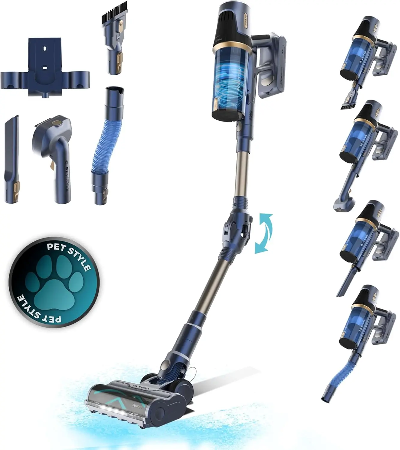 Вертикальный пылесос 2в1 Cecotec Conga Rockstar RS70 Pet Flex (Blue) - 2