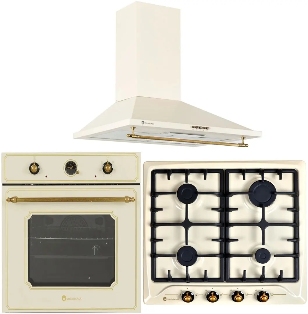 Set electrocasnice incorporabile Studio Casa Amalfi FE660 Avena + PG660 Avena + Onda Retro (Beige)