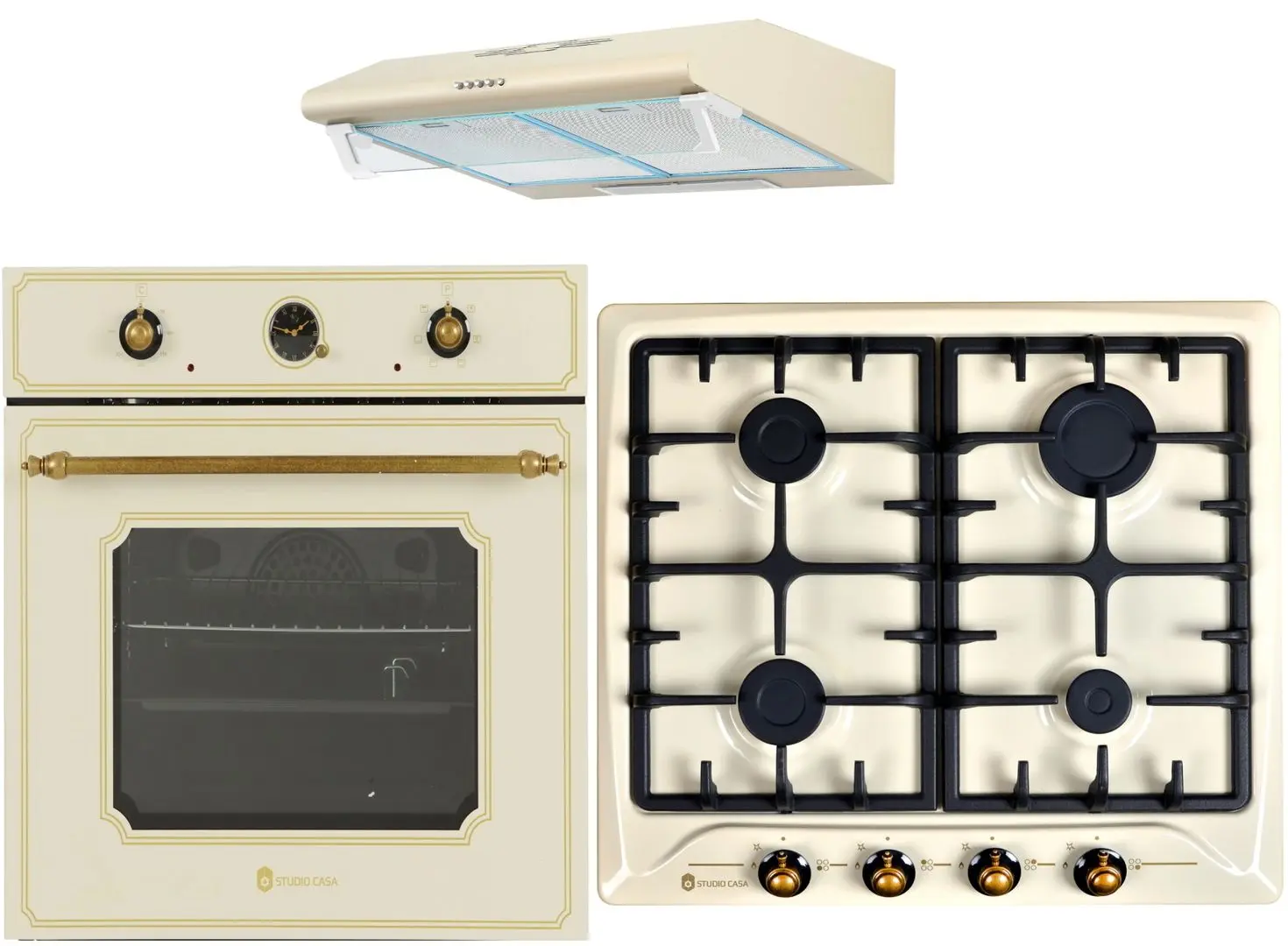 Set electrocasnice incorporabile Studio Casa Luna Retro Avena FE660 + PG660 + Alfa (Beige)