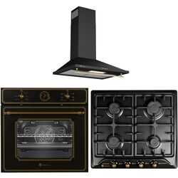 Set electrocasnice incorporabile Studio Casa Umbria Retro Toscana FE660BLK + Toscana PG660BLK+ Onda Retro (Black)