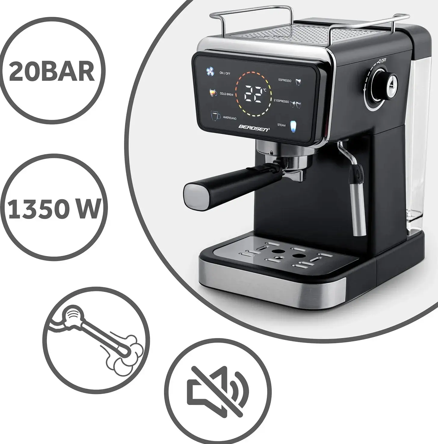 Aparat de cafea Berdsen BD-771 377100 (Black/Silver) - 3