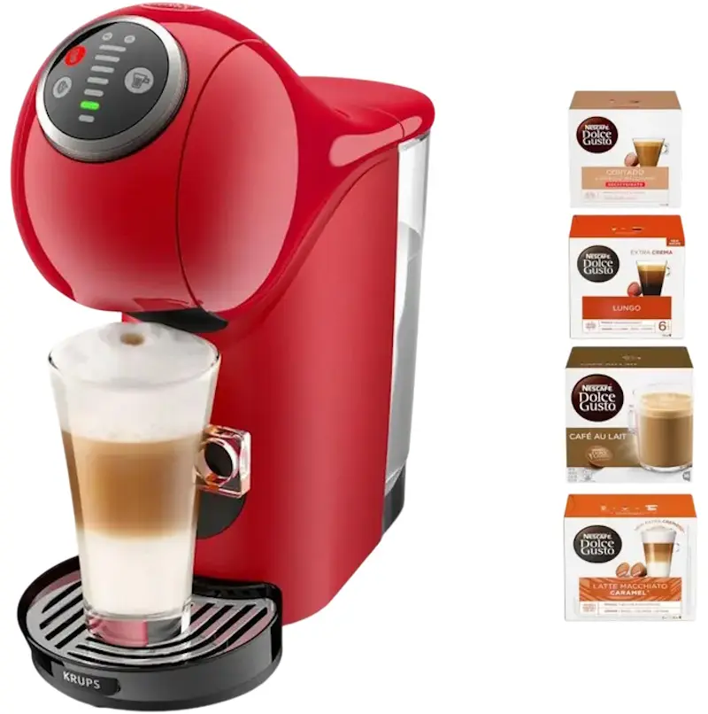 Aparat de cafea Krups Genio S Plus KP340510 + cafea Nescafe Dolce Gusto (Red)