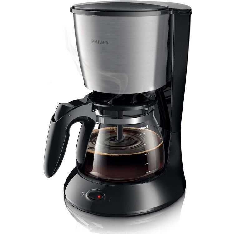 Cafetiera Philips Daily Collection HD7462/20, Sistem Anti-picurare, Sistem Aroma twister, Vas de sticla, 1000W, 1.2 l, 2-15 cesti, Negru si metalic