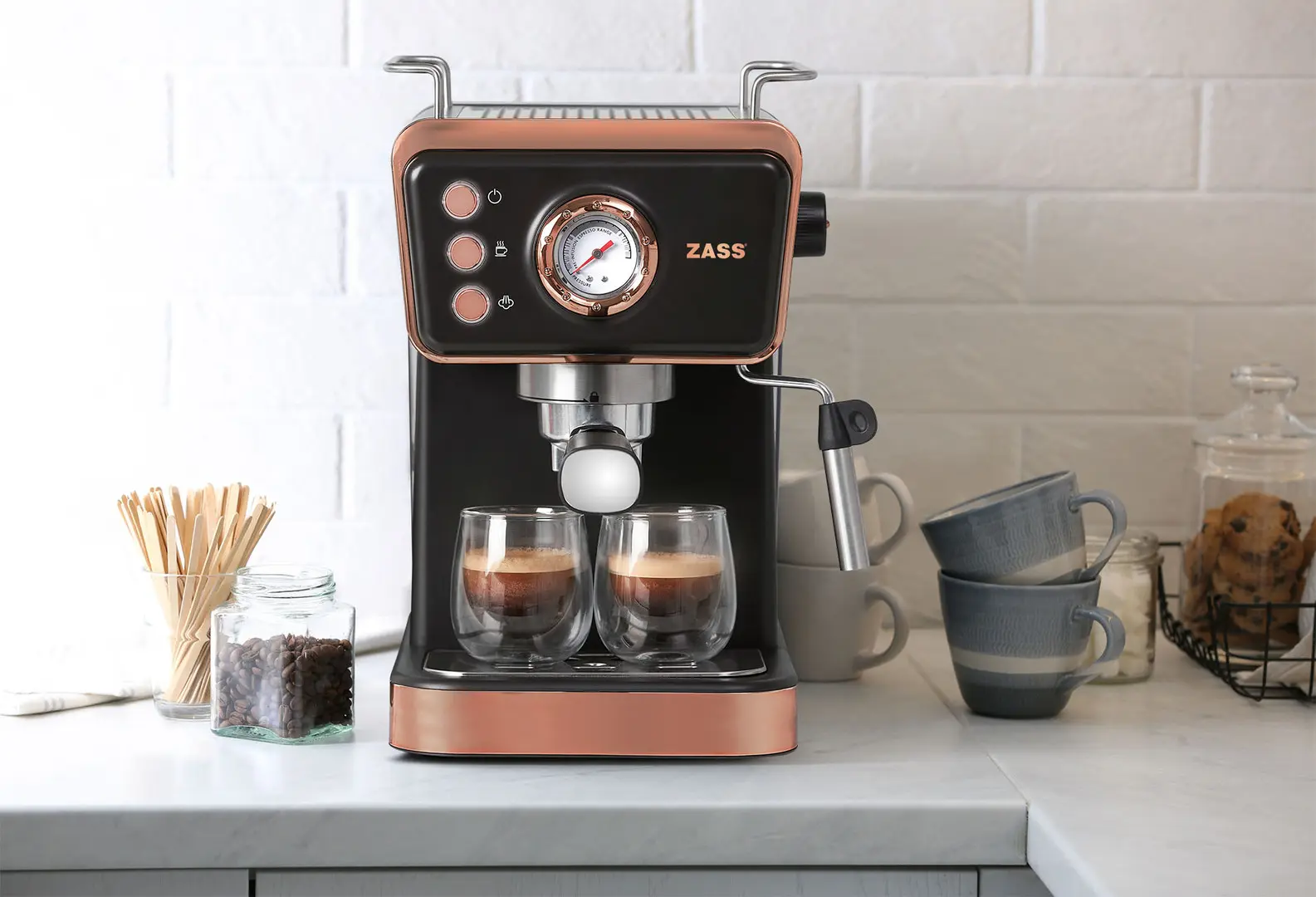 Кофемашина Zass Rose Gold ZEM 20 (Black/Gold)