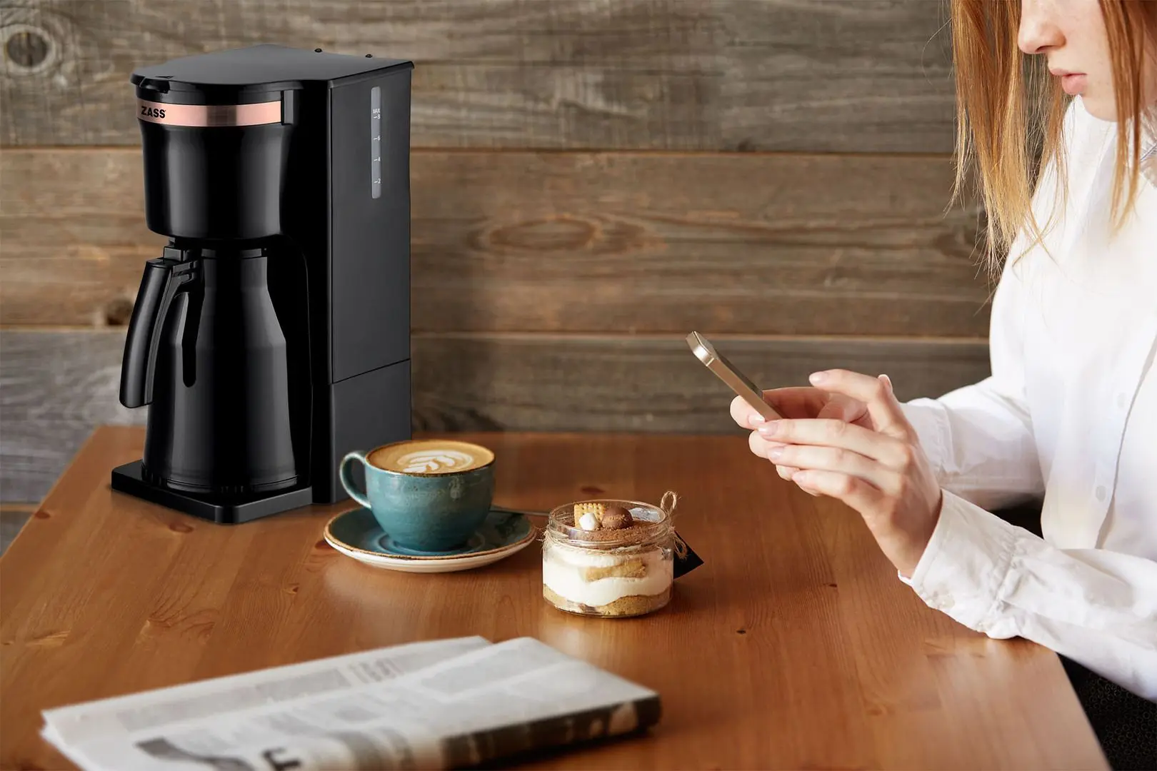 Кофеварка Zass ZCM 21 (Black/Rose Gold)