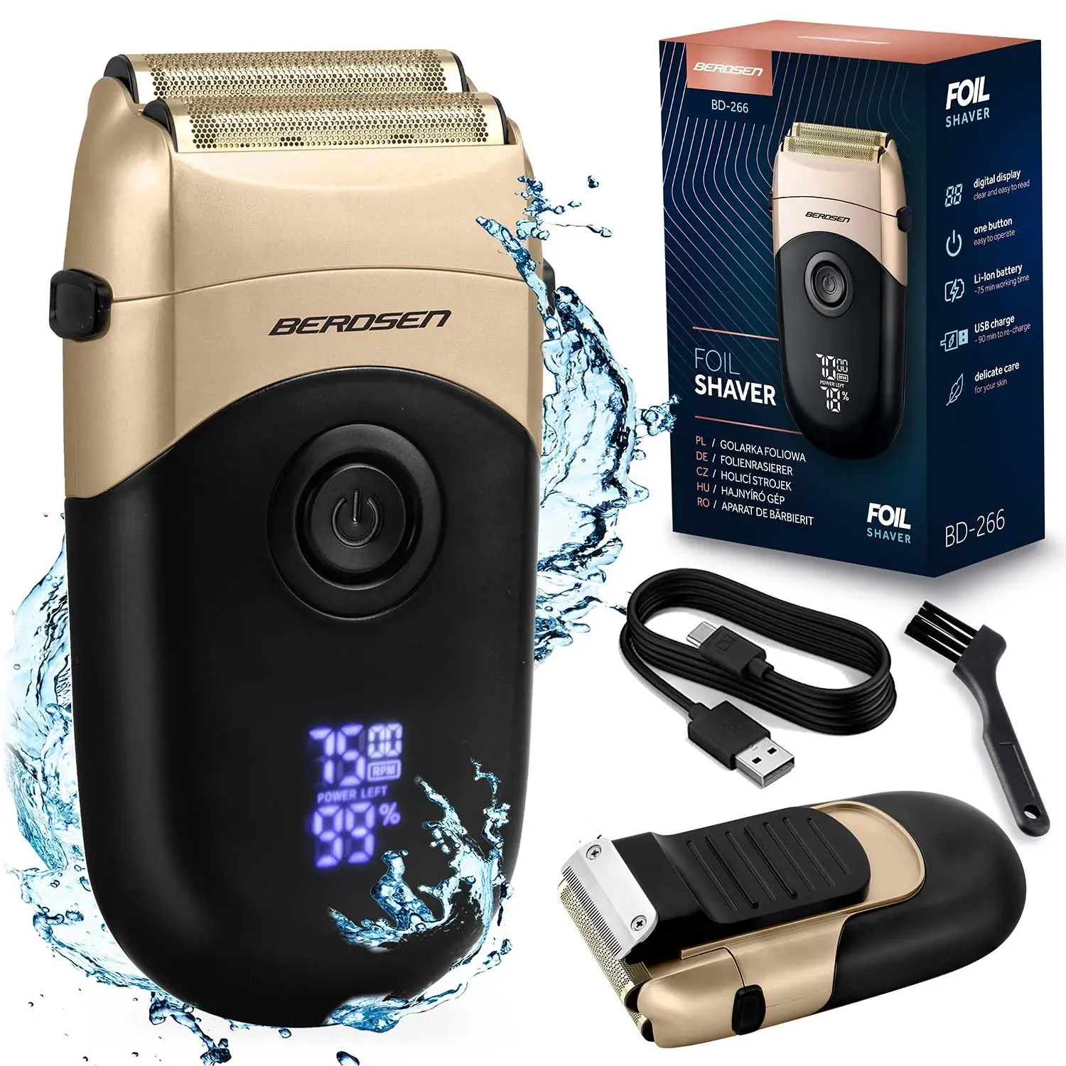 Aparat de ras electric Berdsen BD-266 (Black/Gold) - 3