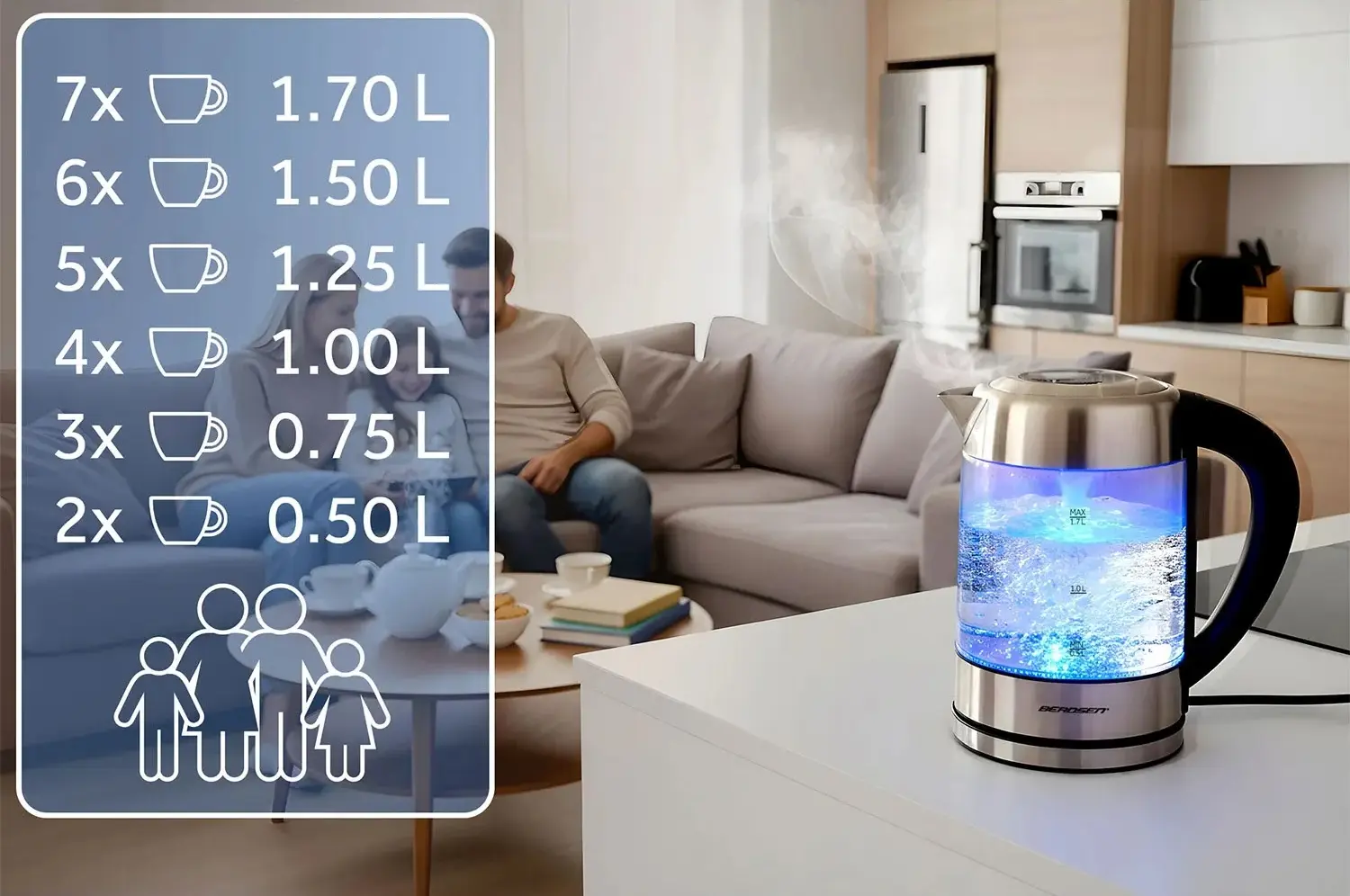 Электрочайник Berdsen BD-714 371400 (Inox/Transparent) - 12