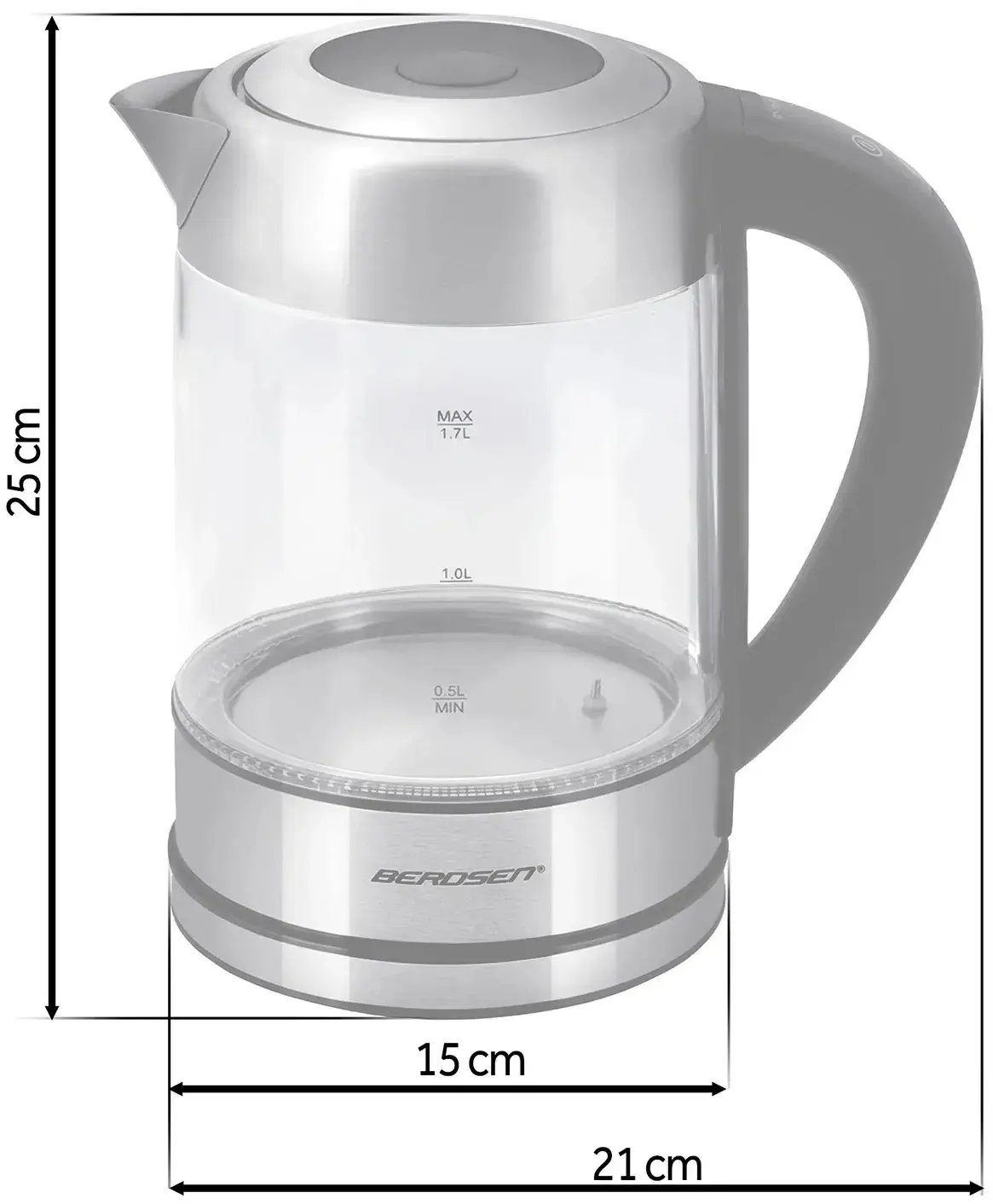 Электрочайник Berdsen BD-714 371400 (Inox/Transparent) - 3