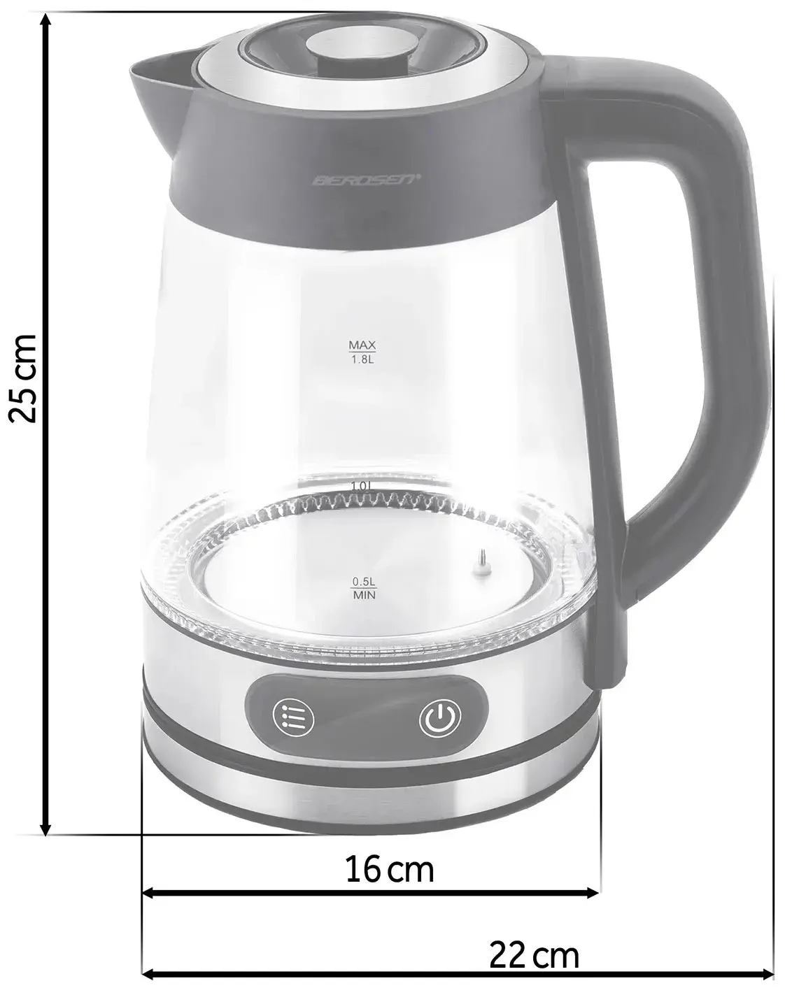Электрочайник Berdsen BD-715 371500 (Inox/Transparent) - 2