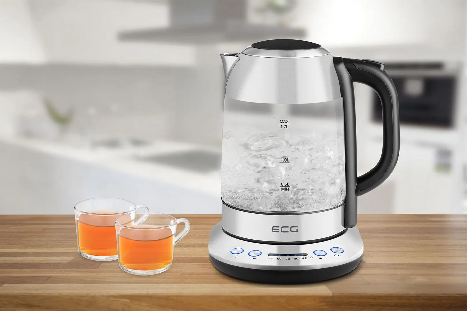 Fierbator electric ECG RK 1781 Glass (Black/Inox)