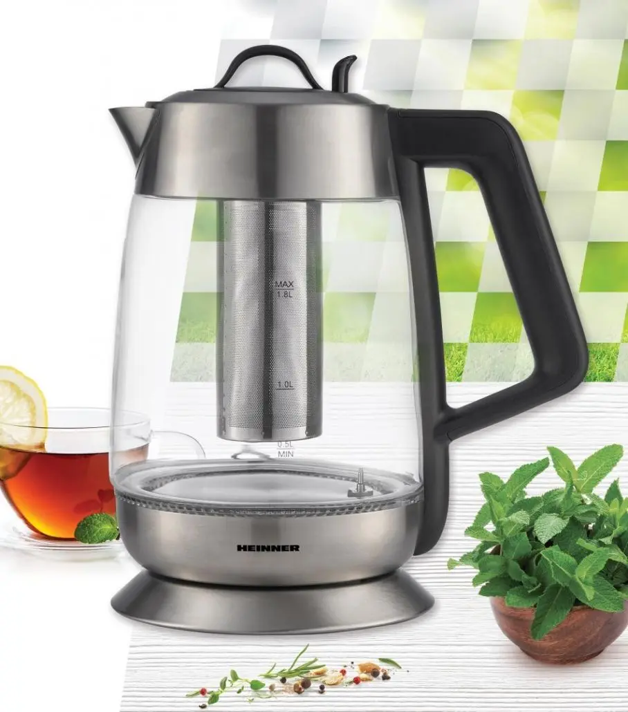 Fierbător electric cu infuzor Heinner Cosmo 18 HEK-TF18GX (Inox/Black)