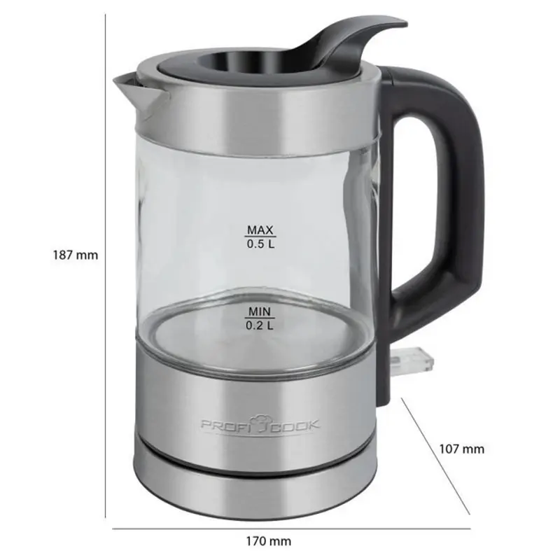 Электрочайник ProfiCook PC-WKS 1228 G 0.5l (Silver) - 3