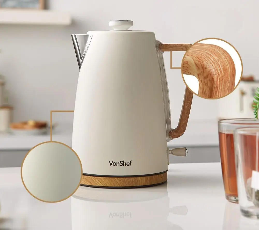 Fierbator electric VonShef Fika 2000173 (Cream/Wood)