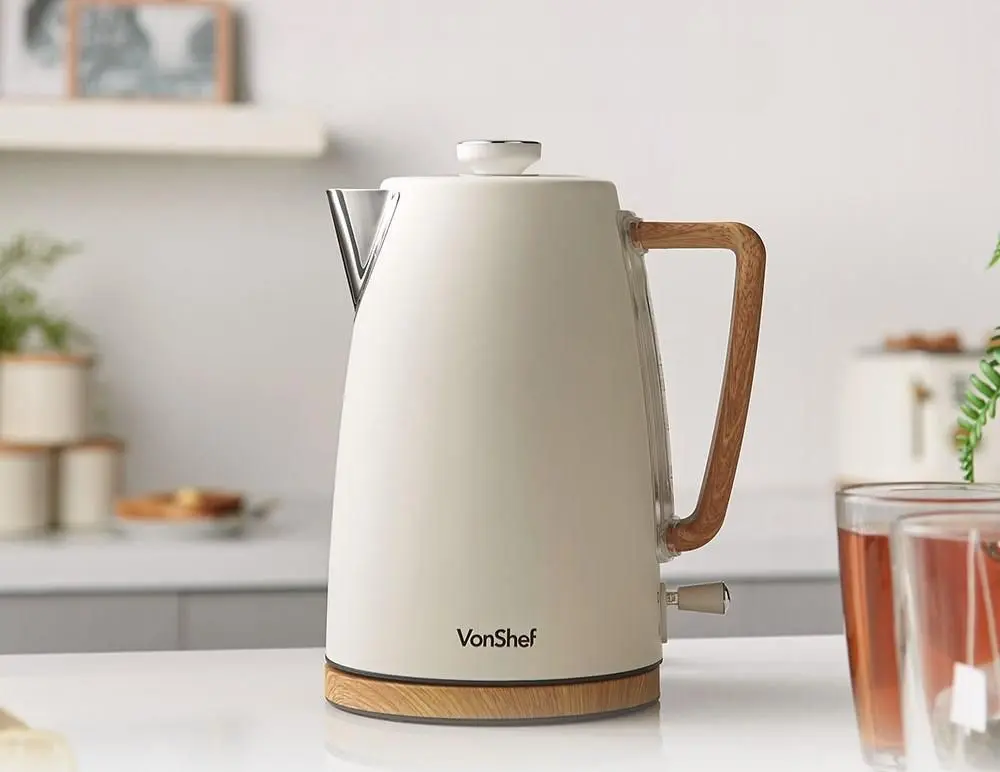 Fierbator electric VonShef Fika 2000173 (Cream/Wood)