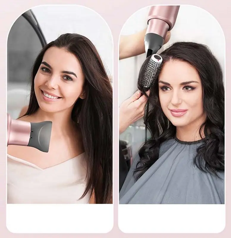 Set uscator + placa de indreptat parul Kipozi QL-5917 + KP-6608 (Pink/Grey)