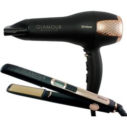 Set uscator + placa de indreptat parul Trisa Glamour Profesional (Black/Gold)