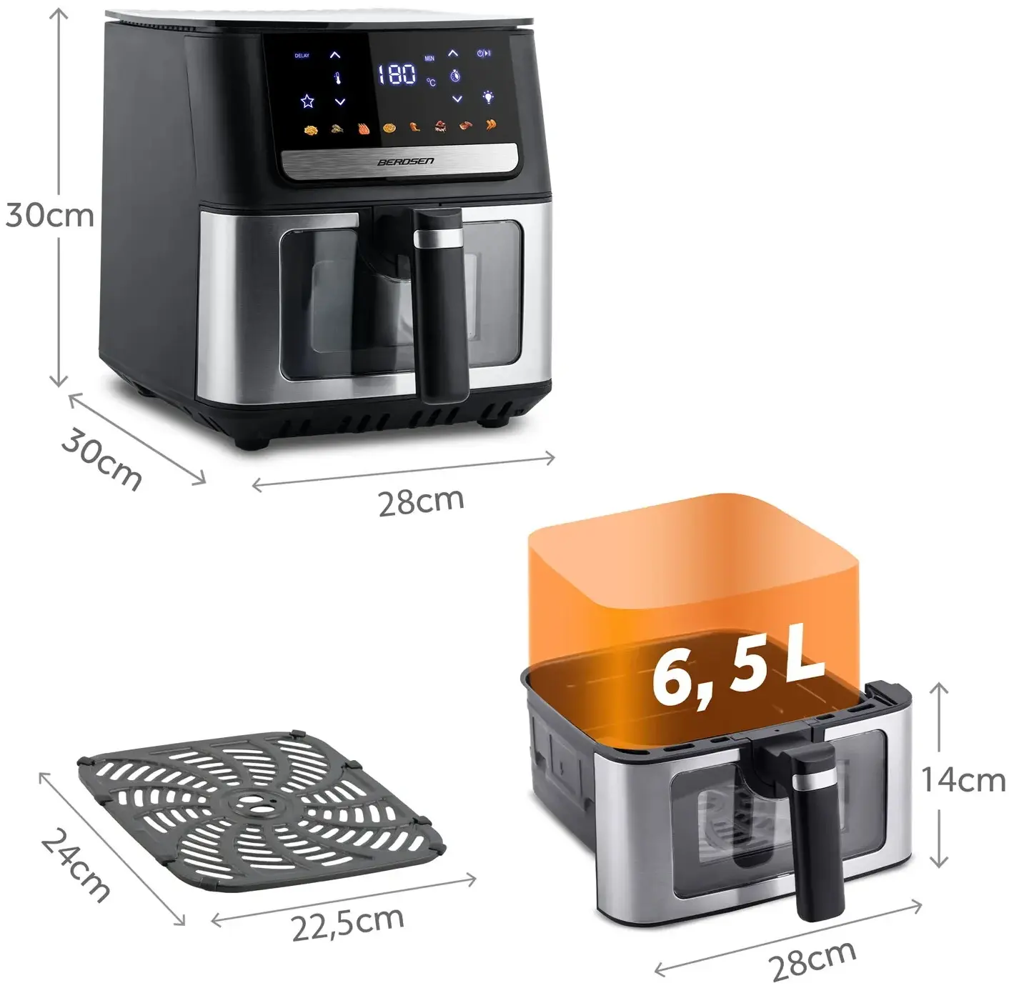 Аэрофритюрница Berdsen BD-655 365500 (Black/Inox) - 2