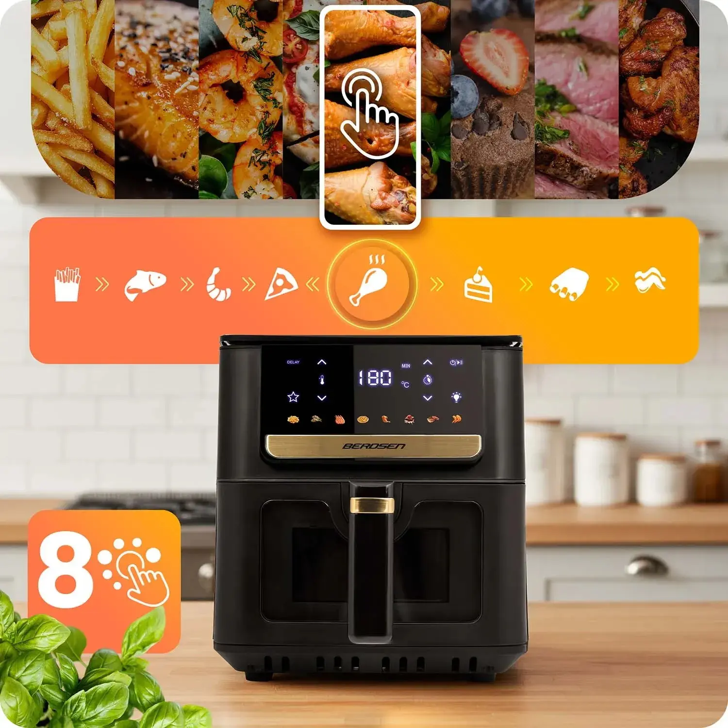 Аэрофритюрница Berdsen BD-655 365501 (Black/Gold) - 9