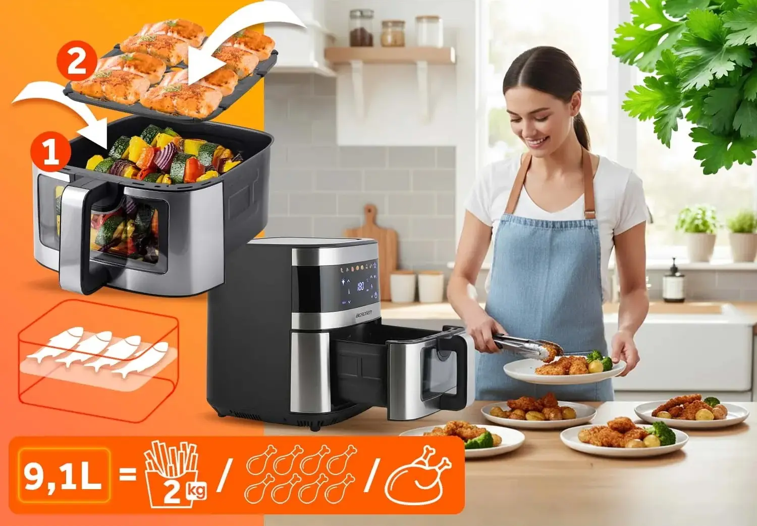 Аэрофритюрница Berdsen BD-656 365600 (Inox/Black) - 8