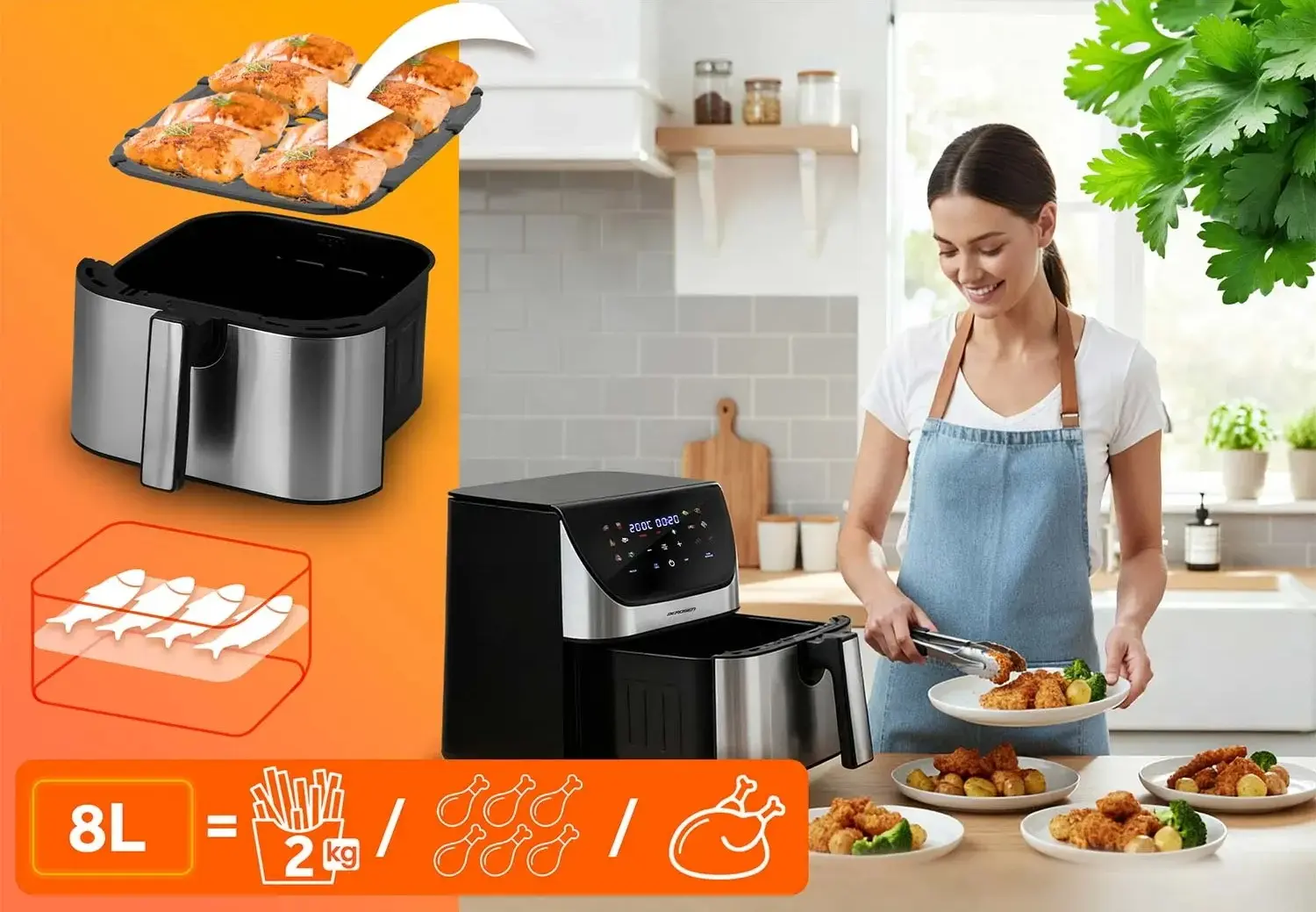 Аэрофритюрница Berdsen BD-659 365900 (Black/Inox) - 8