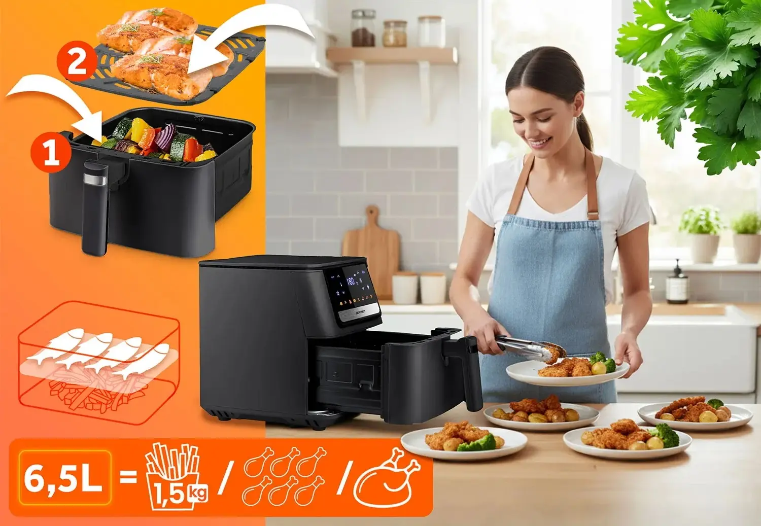 Аэрофритюрница Berdsen BD-662 366200 (Black) - 6