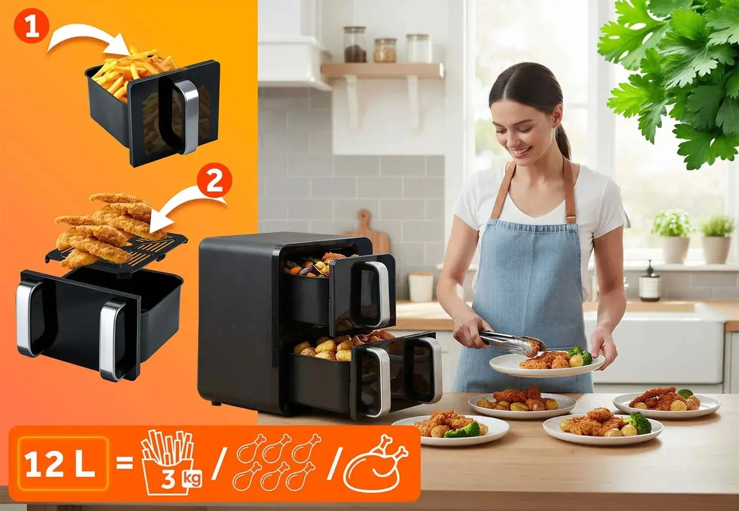 Аэрофритюрница Berdsen BD-664 366400 (Black/Inox) - 6