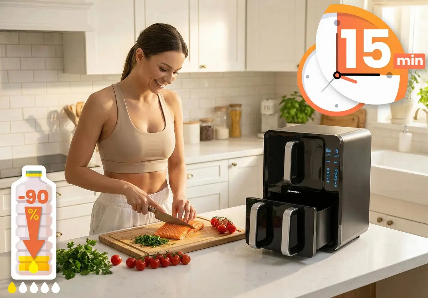 Аэрофритюрница Berdsen BD-664 366400 (Black/Inox) - 8