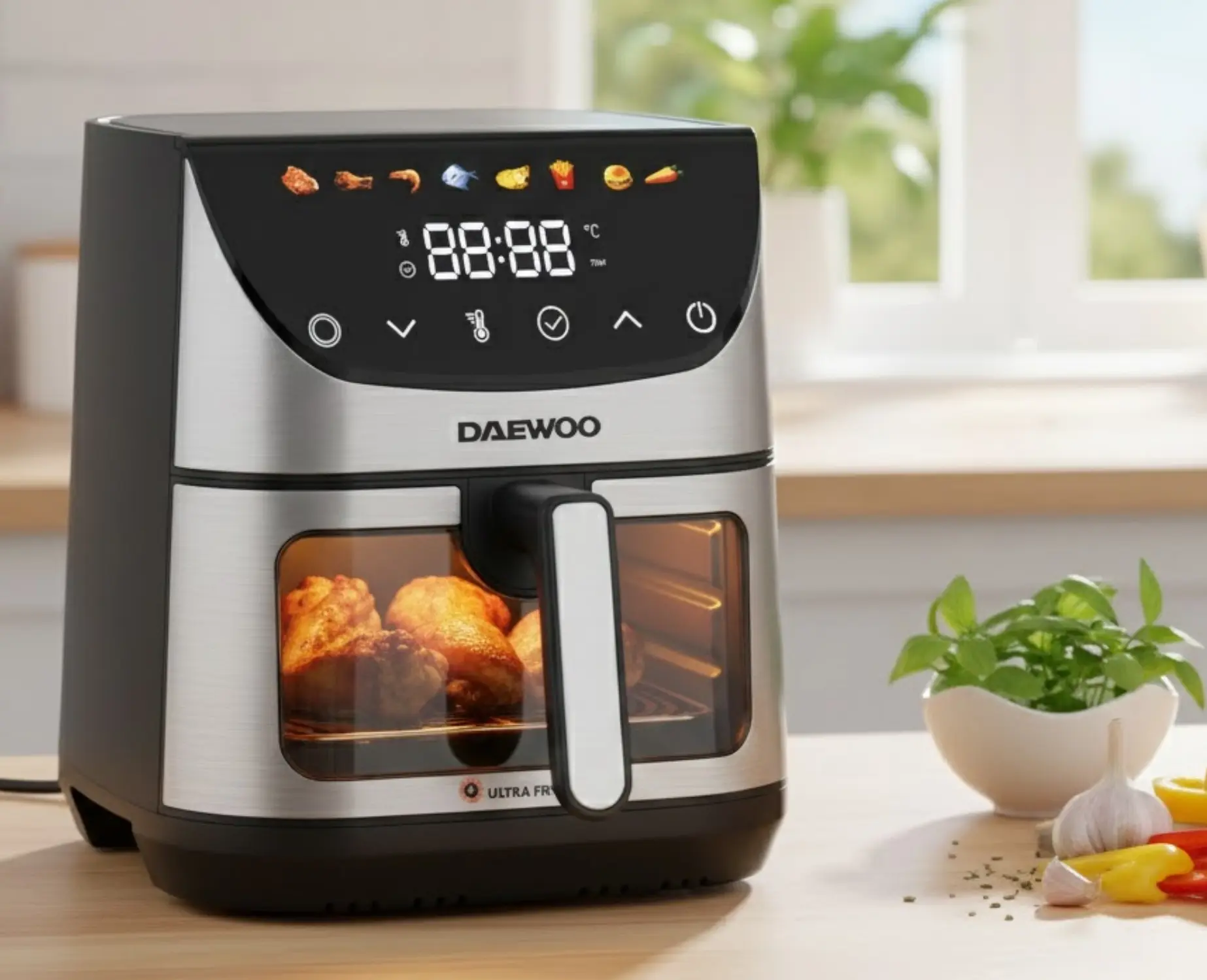 Аэрофритюрница Daewoo DAF1600IX (Inox/Black)