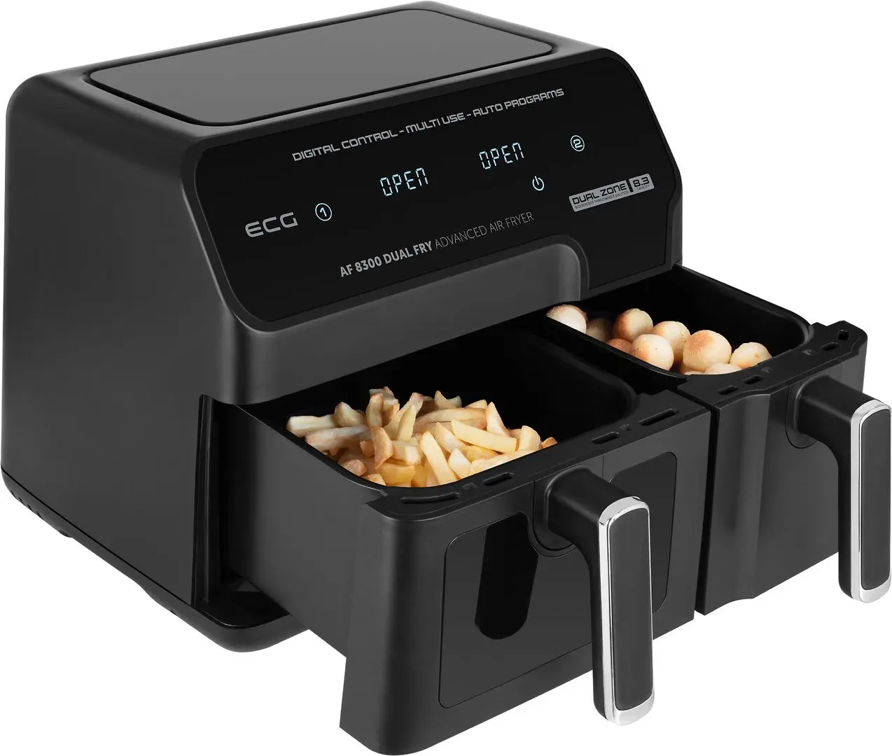 Friteuza cu aer cald ECG AF 8300 Dual Fry (Black)