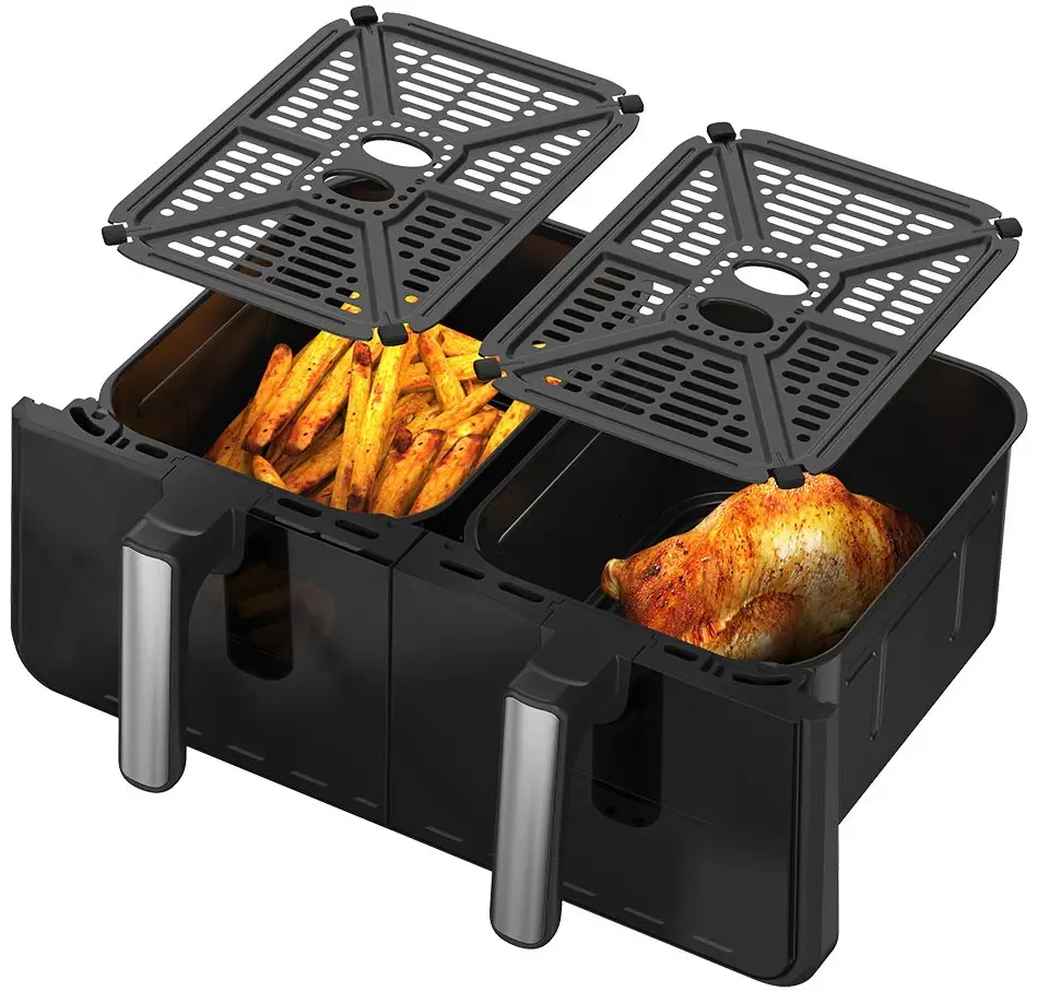 Friteuza cu aer cald iHunt Bro Dual 10L (Black/Inox)