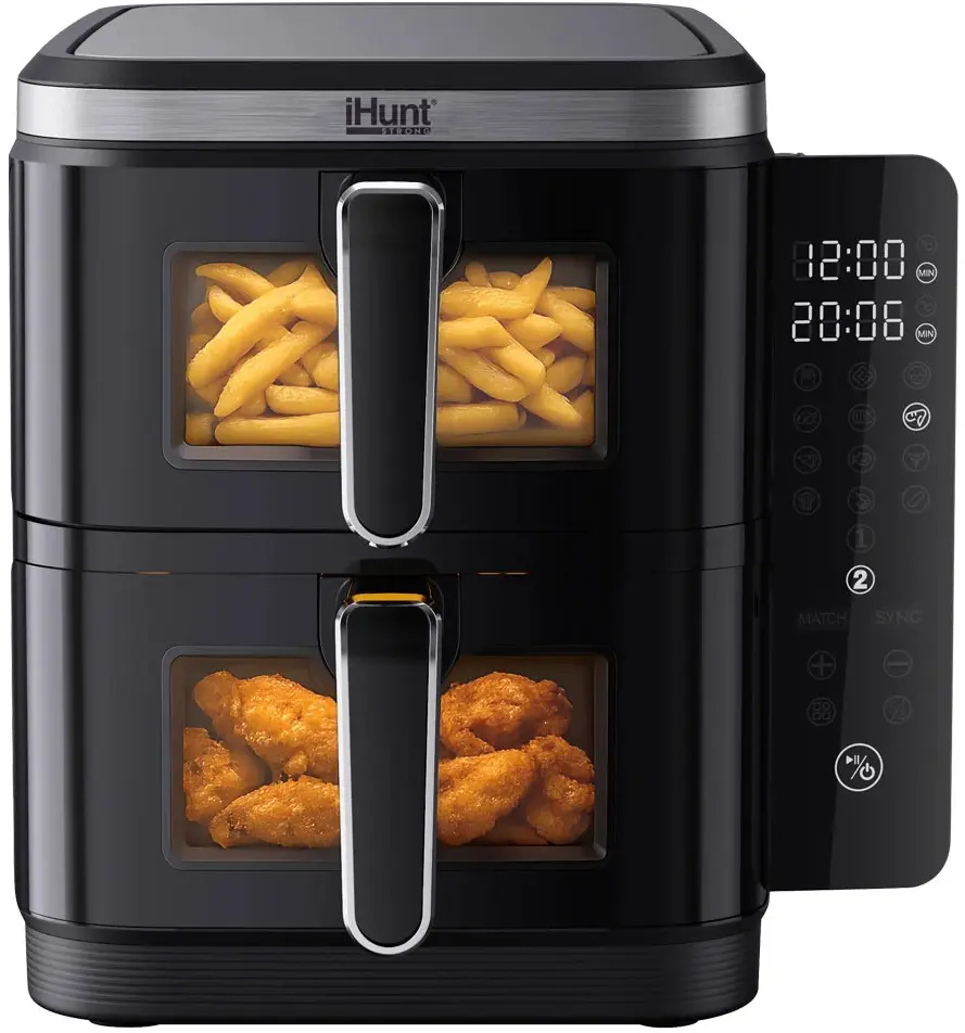 Friteuza cu aer cald iHunt Bro Ultra Dual Stack 11L (Black)