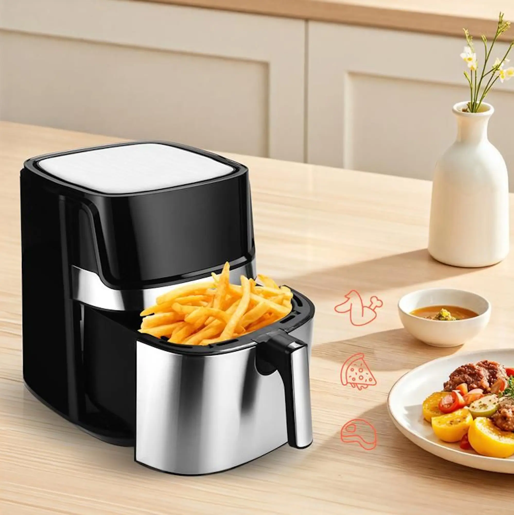 Friteuza cu aer cald Kraft&Dele KD4101 (Black/Silver)