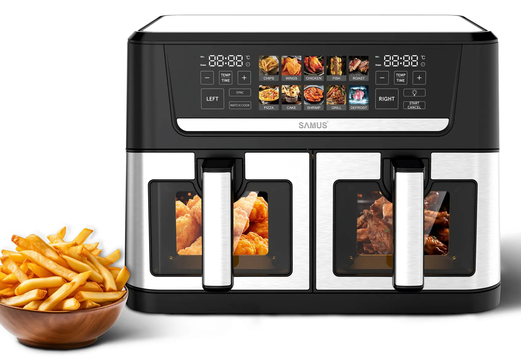 Friteuza cu aer cald Samus AF12TWIN-S2800DW (Black/Inox)