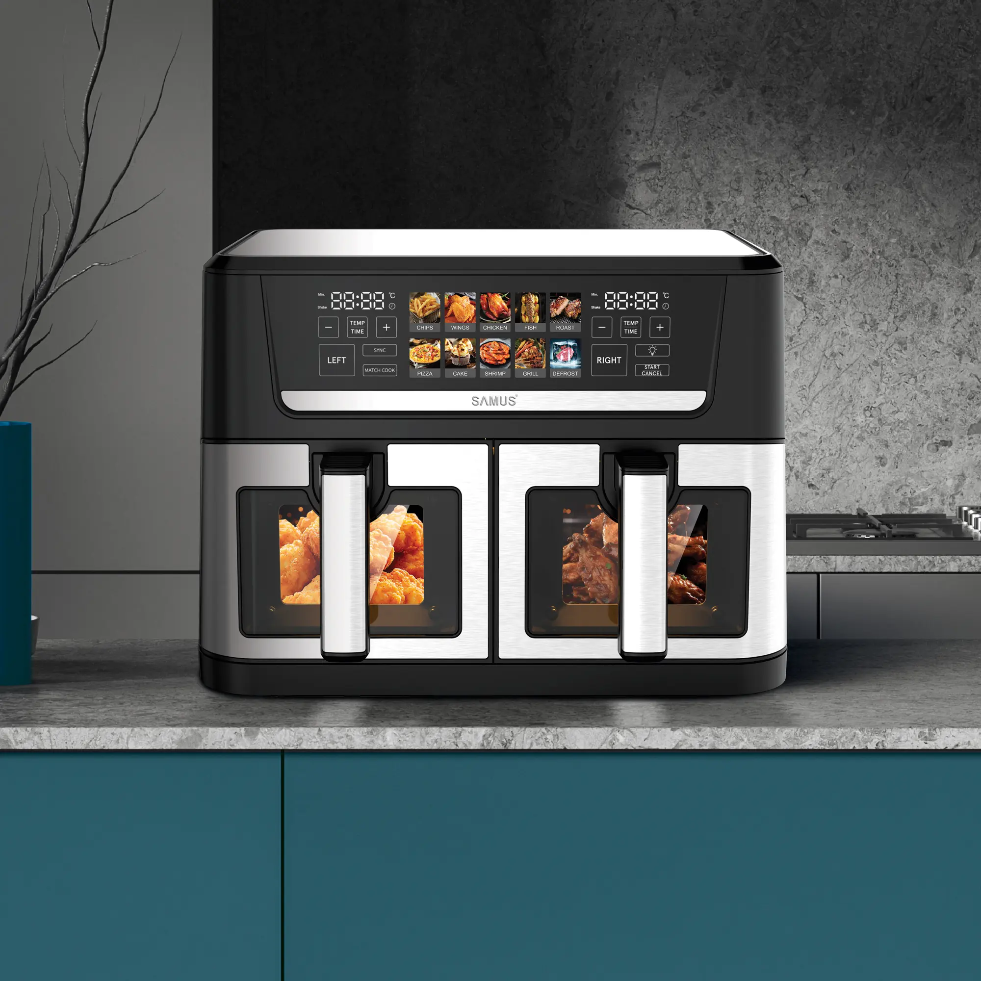 Friteuza cu aer cald Samus AF12TWIN-S2800DW (Black/Inox)